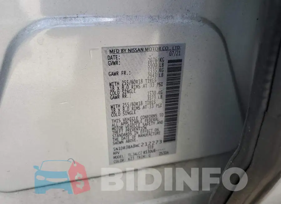 5N1DR3BA8NC212273 Photo# 13