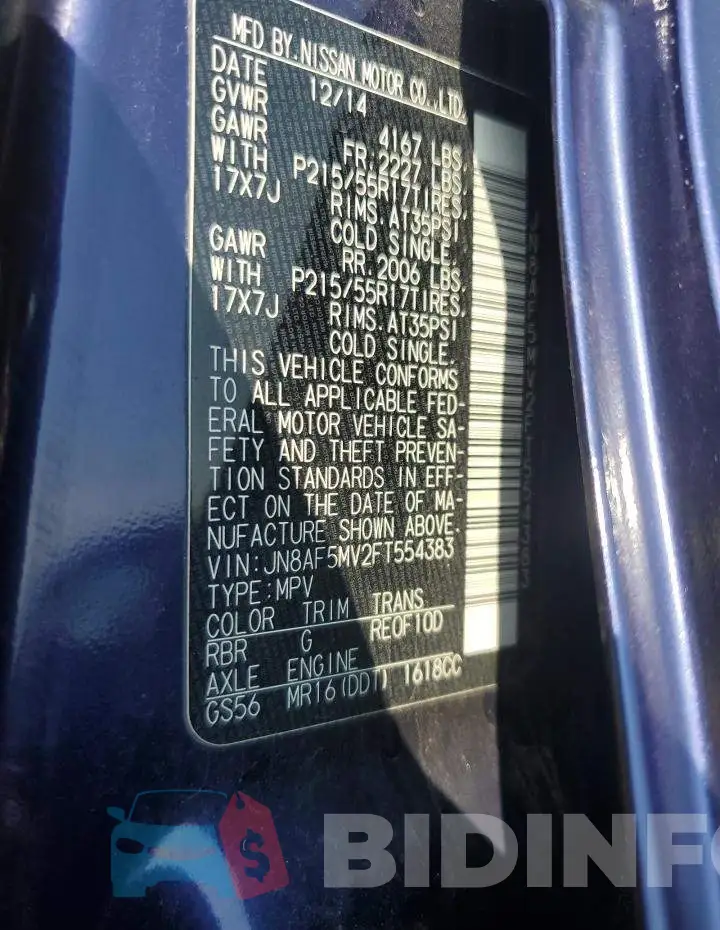 JN8AF5MV2FT554383 Photo# 13