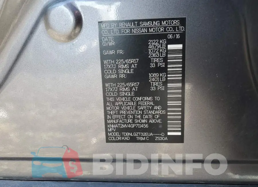 KNMAT2MV4GP711456 Photo# 12