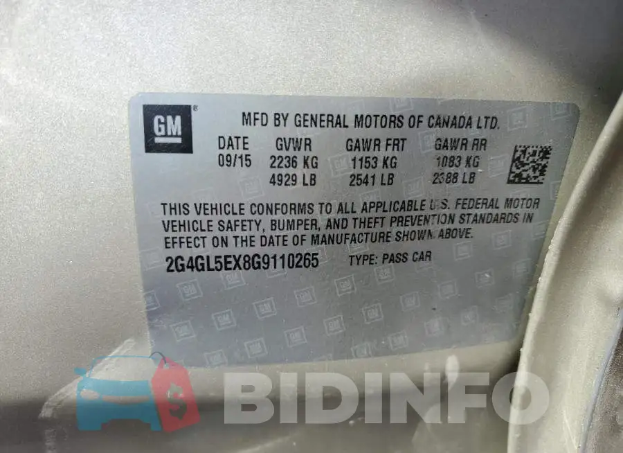 2G4GL5EX8G9110265 Photo# 12