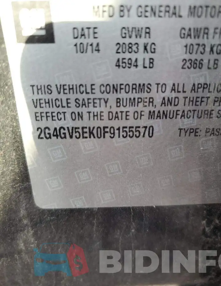 2G4GV5EK0F9155570 Photo# 12
