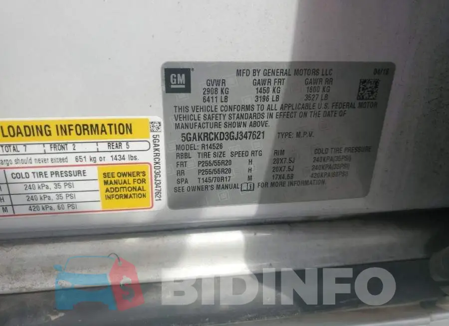 5GAKRCKD3GJ347621 Photo# 14