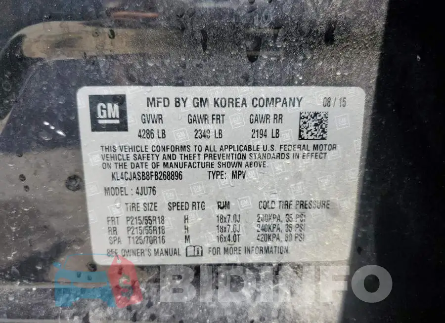 KL4CJASB8FB268896 Photo# 13
