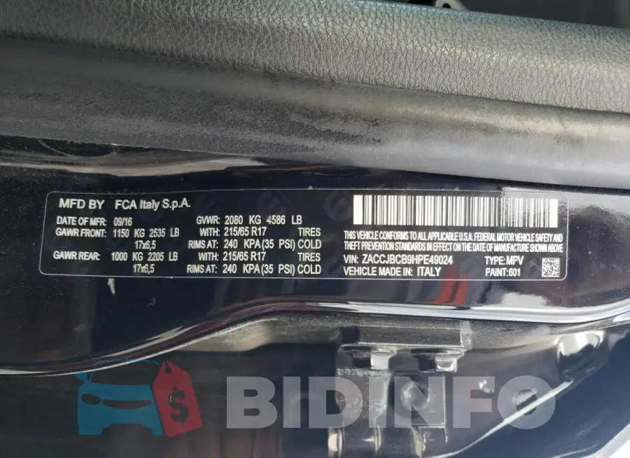 ZACCJBCB9HPE49024 Photo# 14