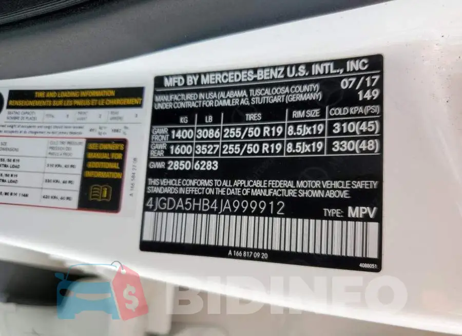 4JGDA5HB4JA999912 Photo# 13