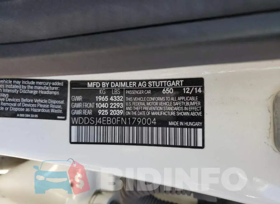 WDDSJ4EB0FN179004 Photo# 12