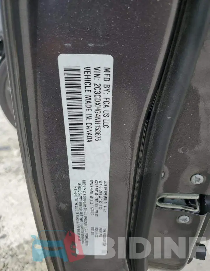 2C3CDXHG4NH153676 Photo# 12