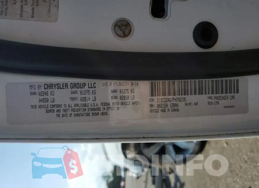 2C3CDZAG7FH702181 Photo# 13