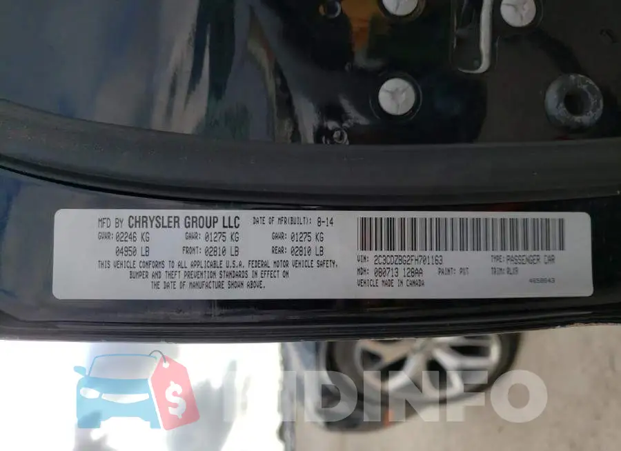 2C3CDZBG2FH701163 Photo# 13