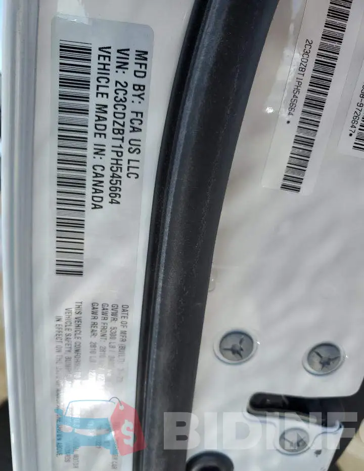 2C3CDZBT1PH545664 Photo# 12