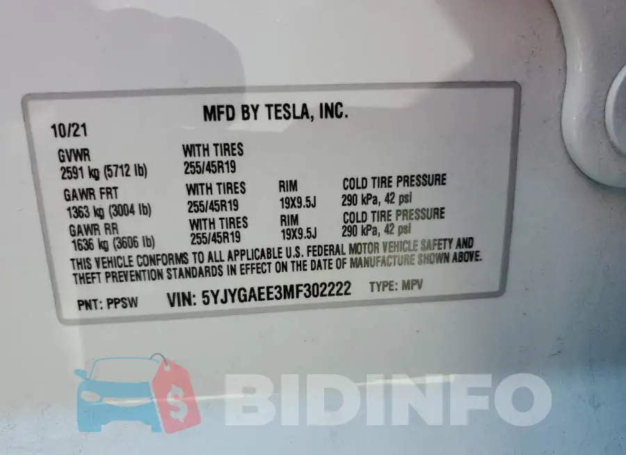 5YJYGAEE3MF302222 Photo# 13