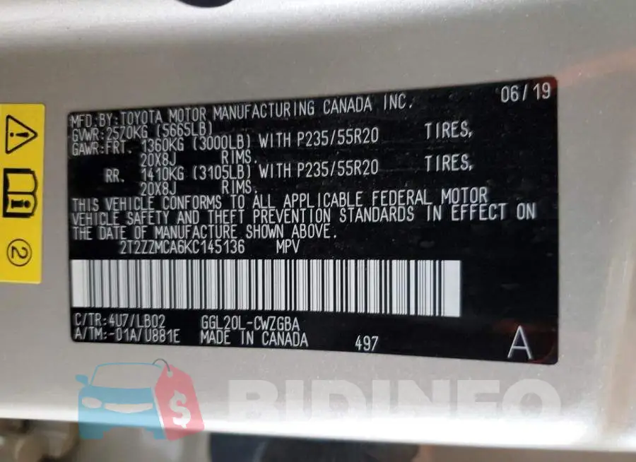 2T2ZZMCA6KC145136 Photo# 14