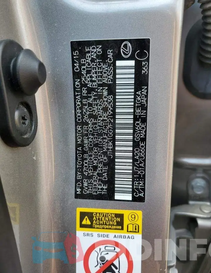 JTHBK1GG7F2199538 Photo# 12