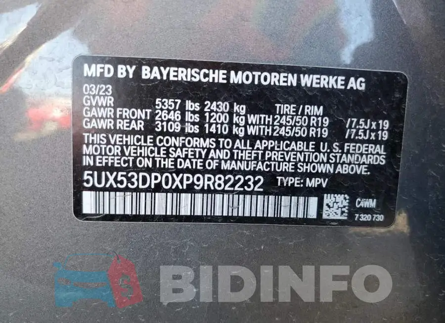 5UX53DP0XP9R82232 Photo# 12
