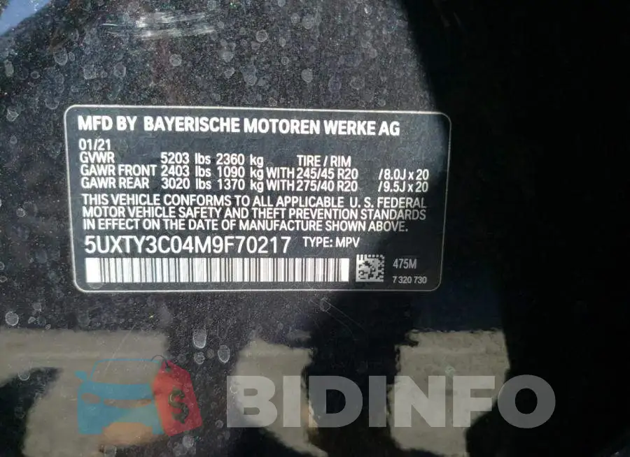 5UXTY3C04M9F70217 Photo# 13
