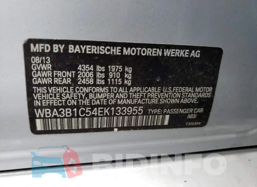 WBA3B1C54EK133955 Photo# 13