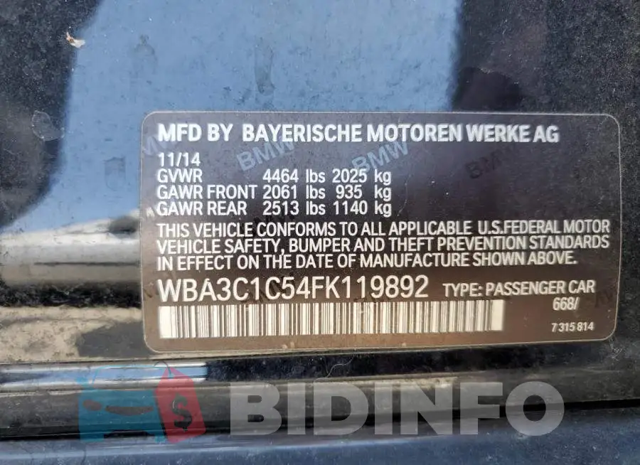 WBA3C1C54FK119892 Photo# 12