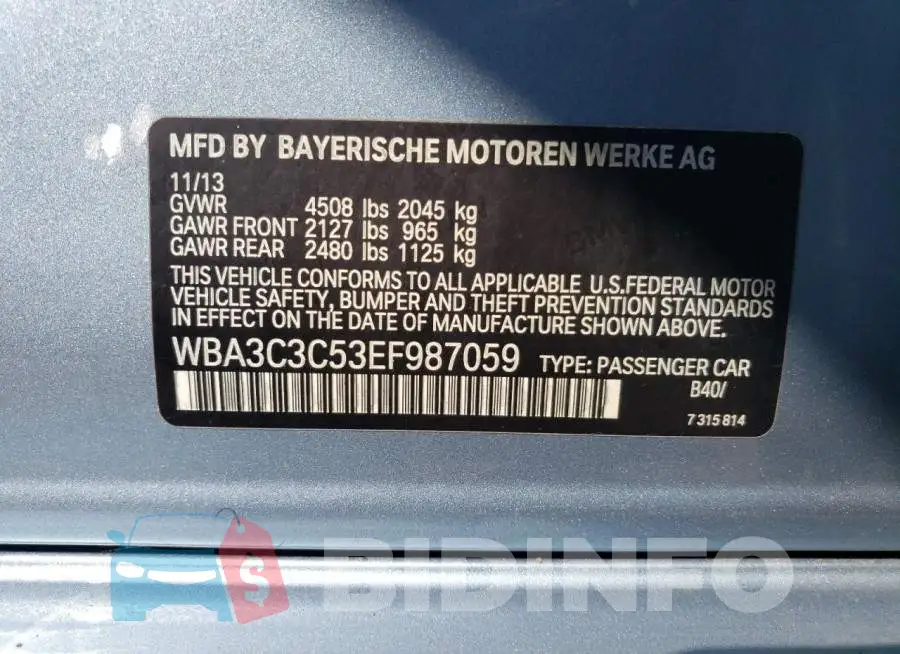 WBA3C3C53EF987059 Photo# 12