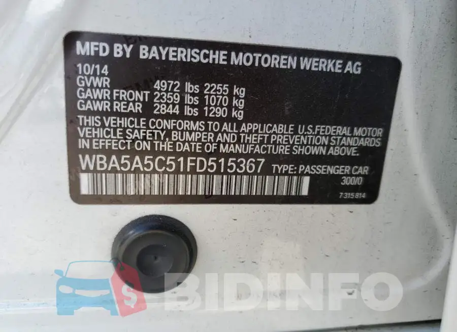 WBA5A5C51FD515367 Photo# 12