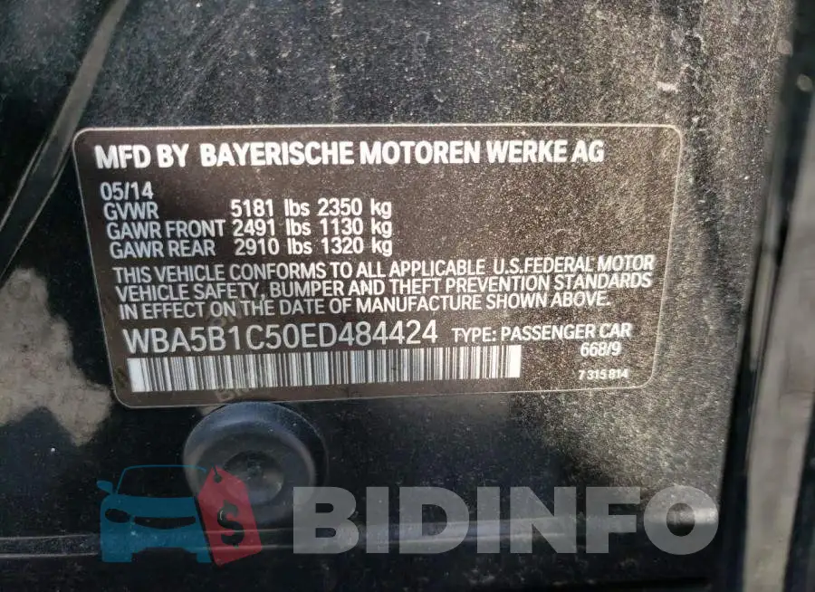 WBA5B1C50ED484424 Photo# 12
