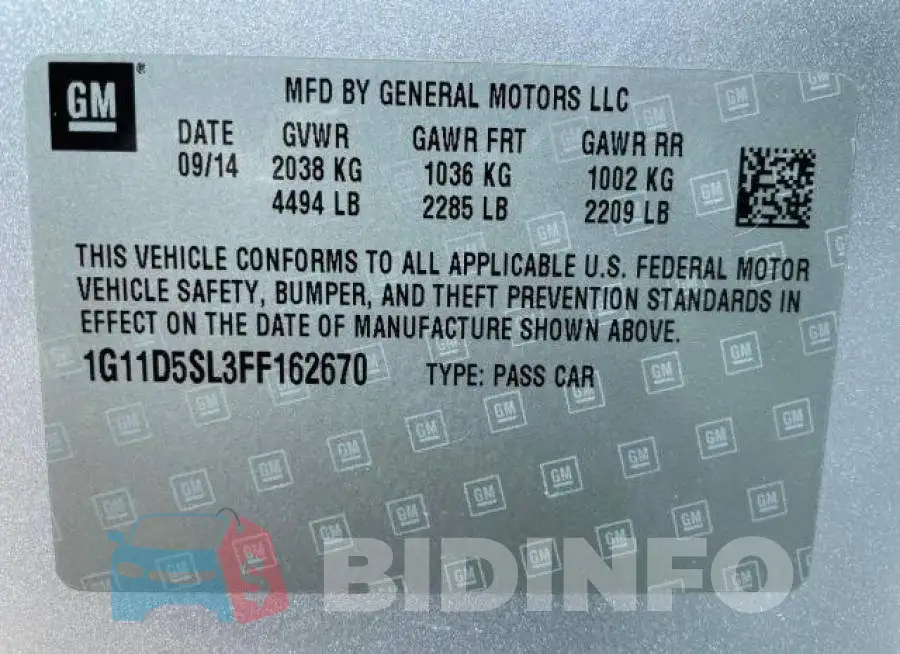 1G11D5SL3FF162670 Photo# 10