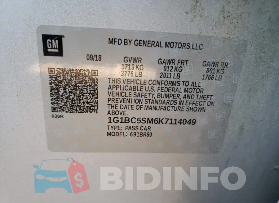 1G1BC5SM6K7114049 Photo# 12