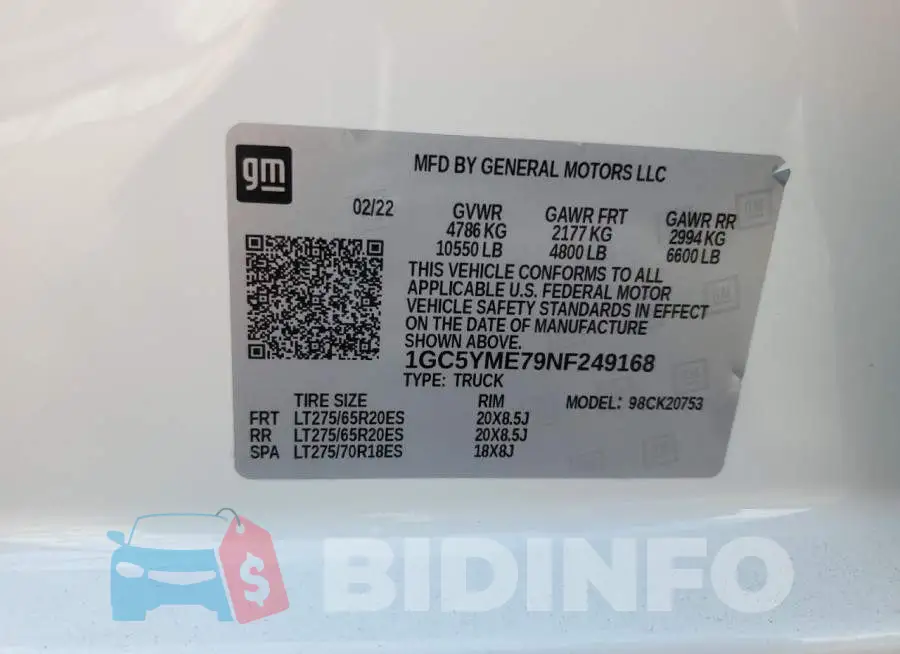 1GC5YME79NF249168 Photo# 12