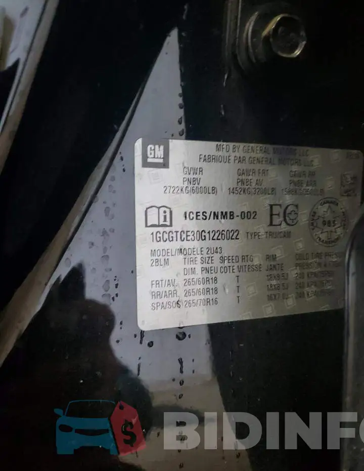 1GCGTCE30G1226022 Photo# 12