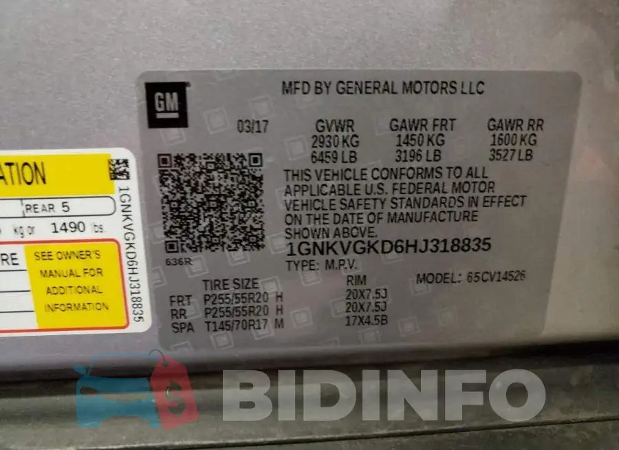 1GNKVGKD6HJ318835 Photo# 12