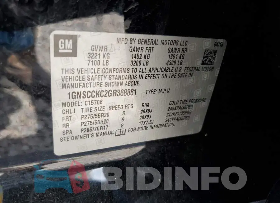 1GNSCCKC2GR368881 Photo# 13