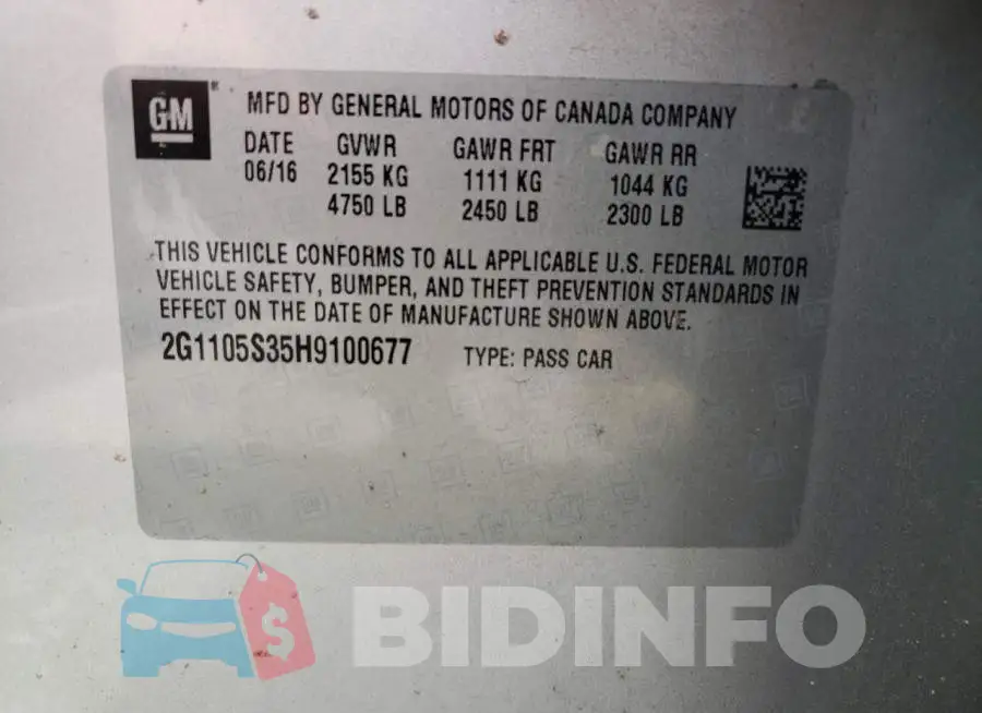 2G1105S35H9100677 Photo# 12