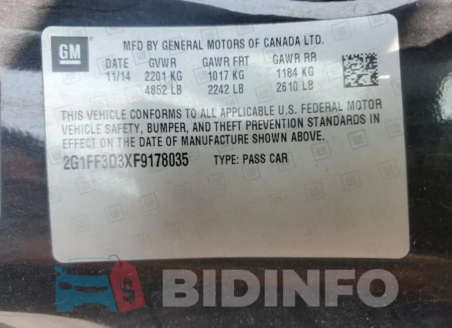 2G1FF3D3XF9178035 Photo# 12