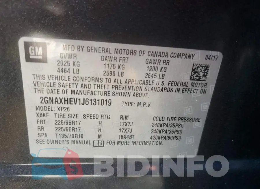 2GNAXHEV1J6131019 Photo# 13