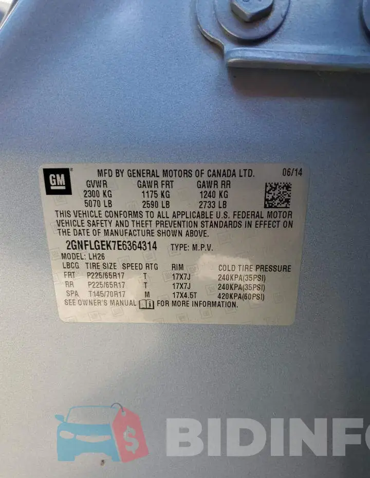 2GNFLGEK7E6364314 Photo# 13