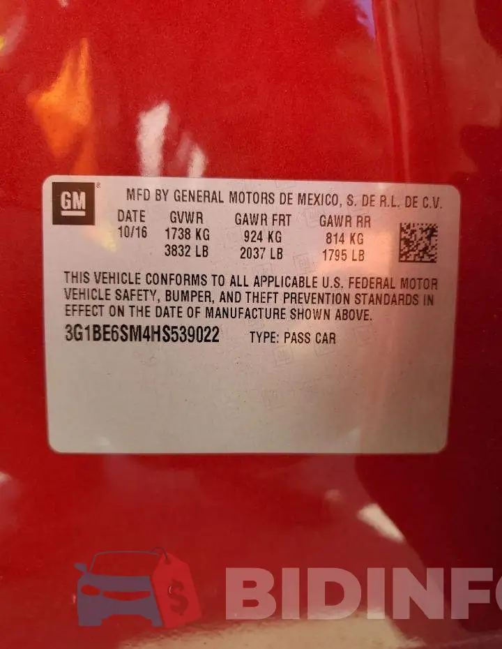 3G1BE6SM4HS539022 Photo# 12