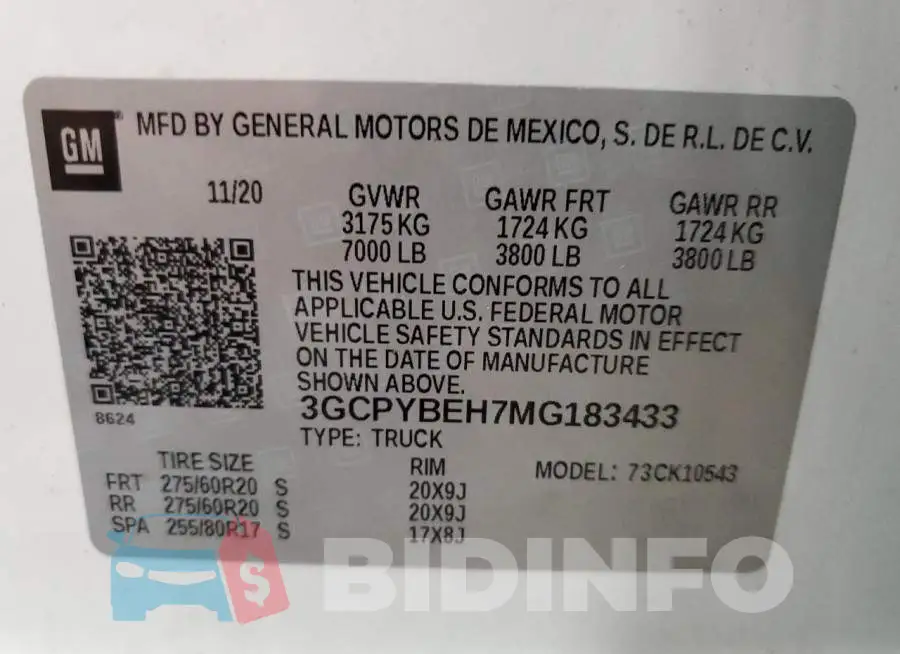 3GCPYBEH7MG183433 Photo# 12