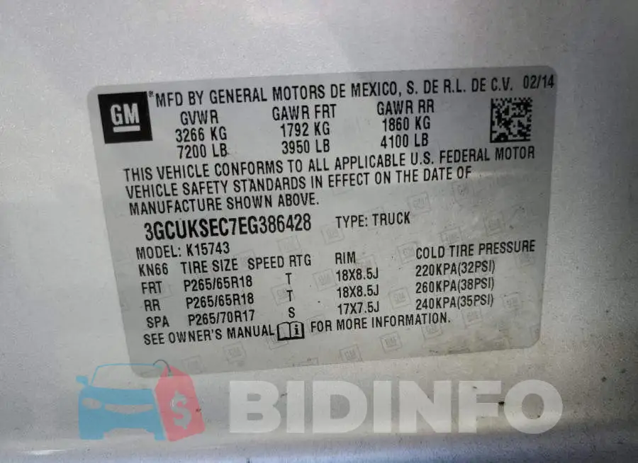 3GCUKSEC7EG386428 Photo# 12