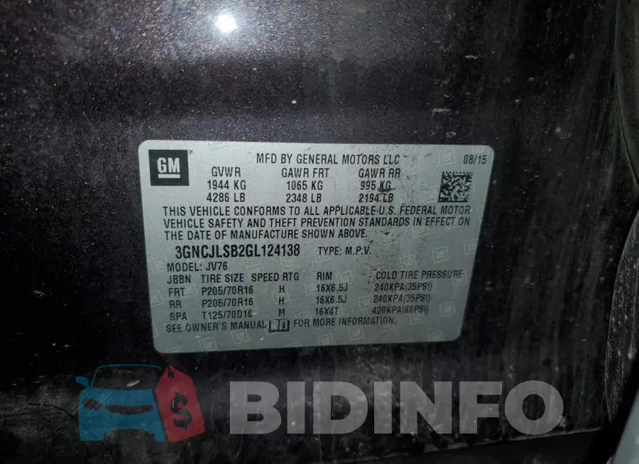 3GNCJLSB2GL124138 Photo# 12