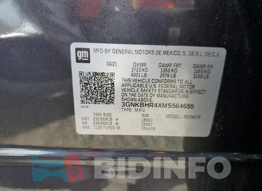 3GNKBHR4XMS564655 Photo# 13