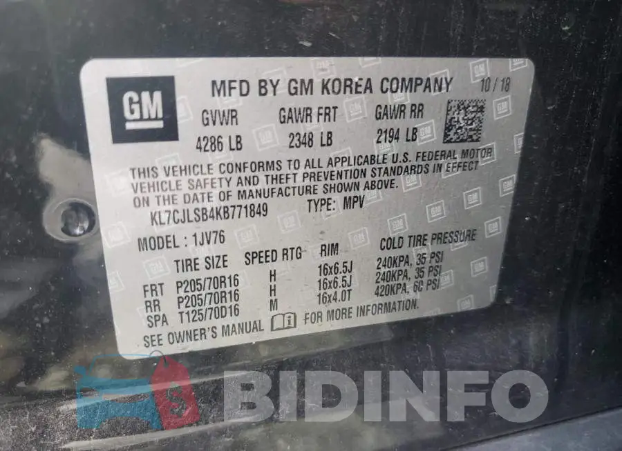 KL7CJLSB4KB771849 Photo# 12