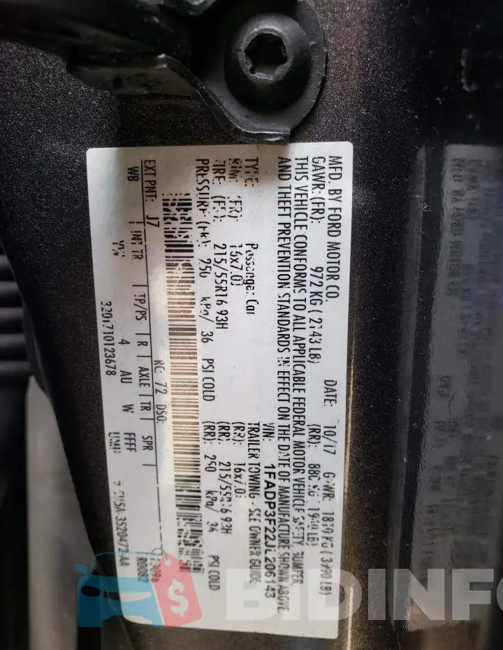 1FADP3F22JL206143 Photo# 12