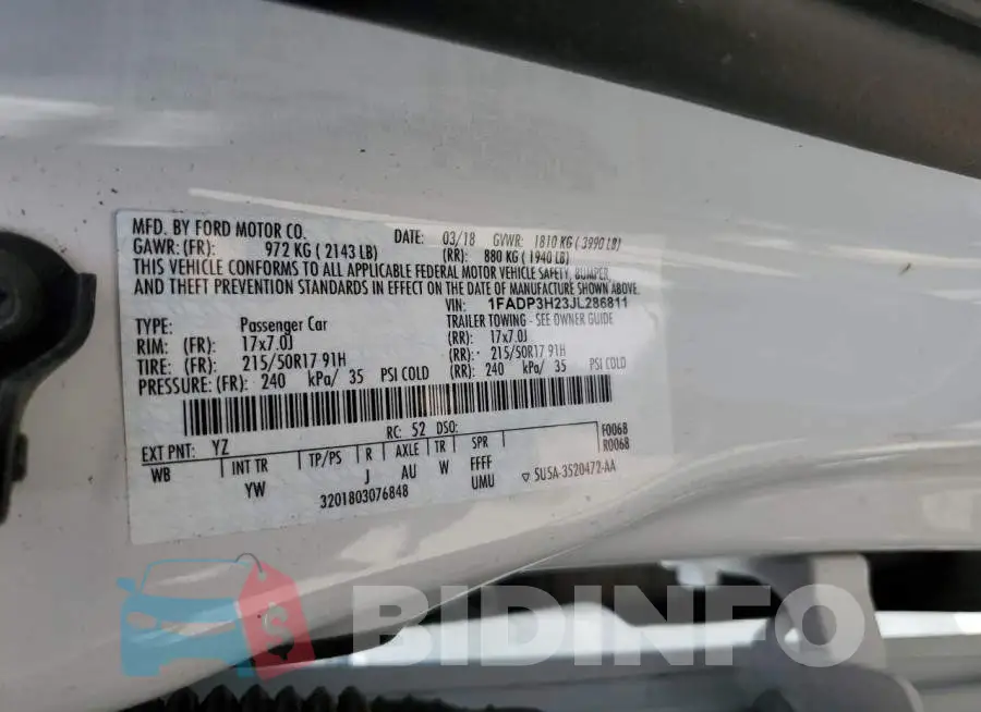 1FADP3H23JL286811 Photo# 12