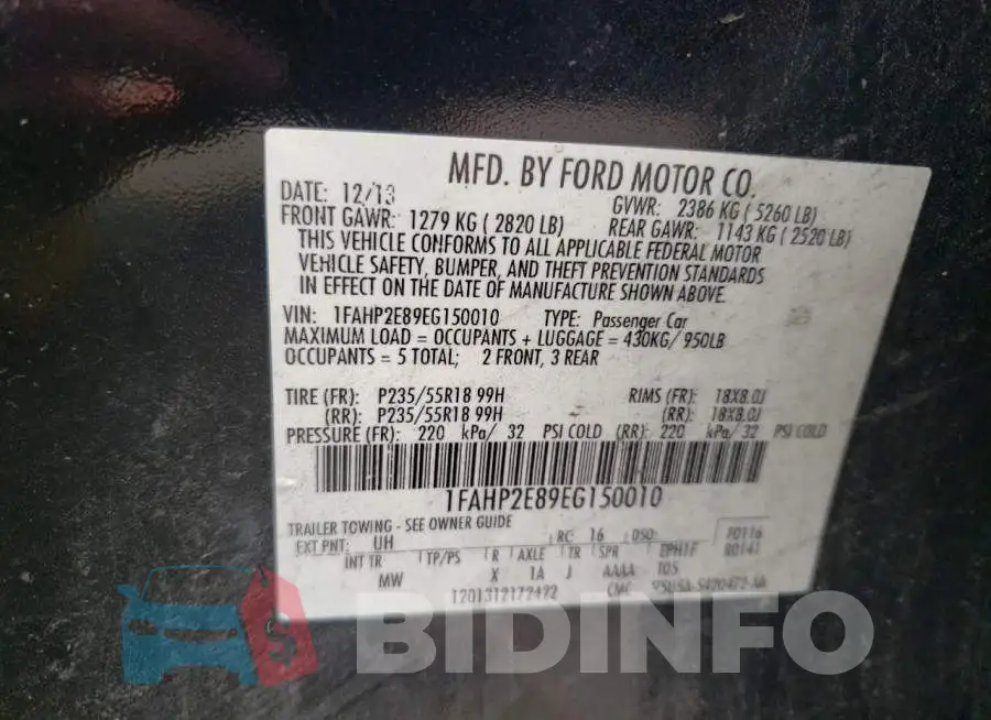 1FAHP2E89EG150010 Photo# 13
