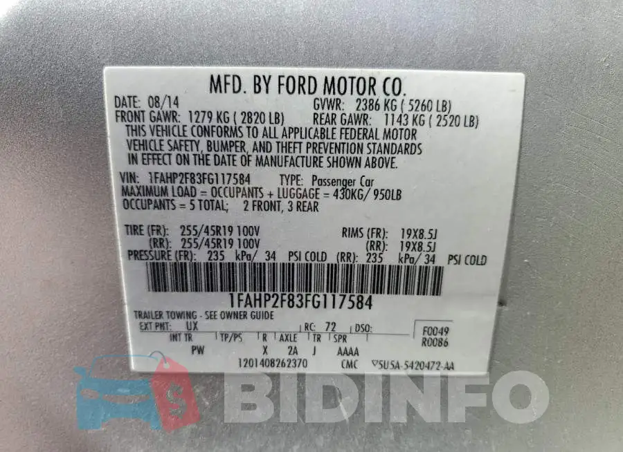 1FAHP2F83FG117584 Photo# 12