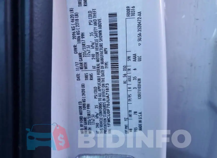 1FMCU0F70JUA71873 Photo# 12