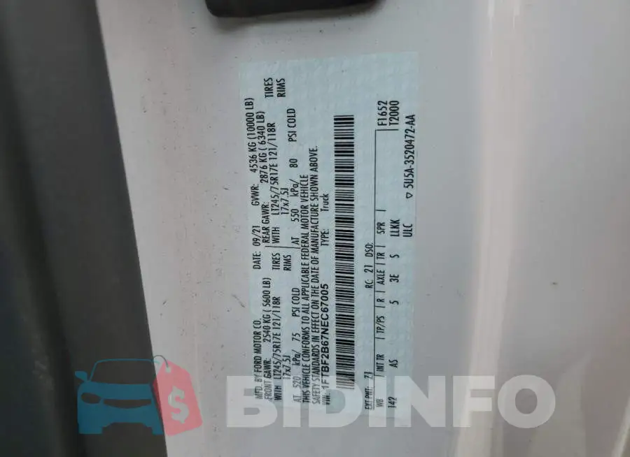 1FTBF2B67NEC67005 Photo# 12