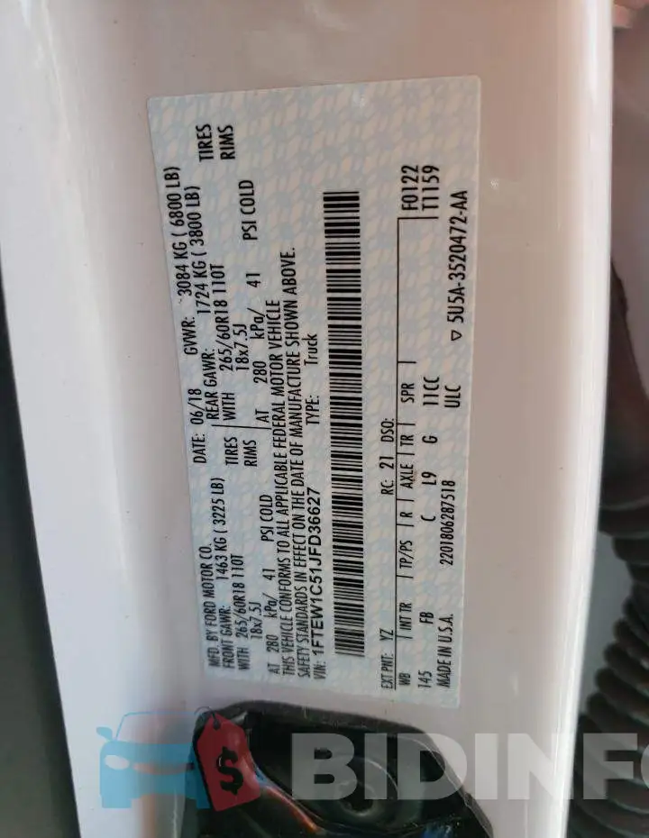 1FTEW1C51JFD36627 Photo# 12