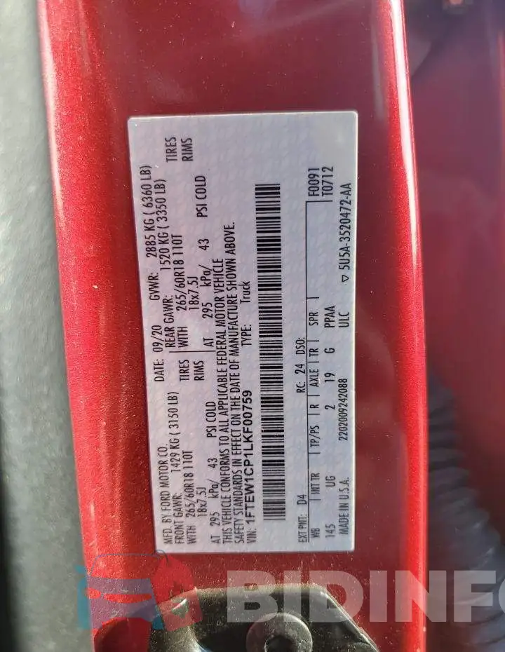 1FTEW1CP1LKF00759 Photo# 12