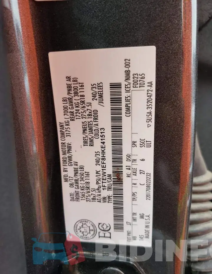 1FTEW1EF8HKE41513 Photo# 14