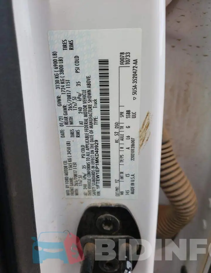 1FTEW1EP1MKD40929 Photo# 12